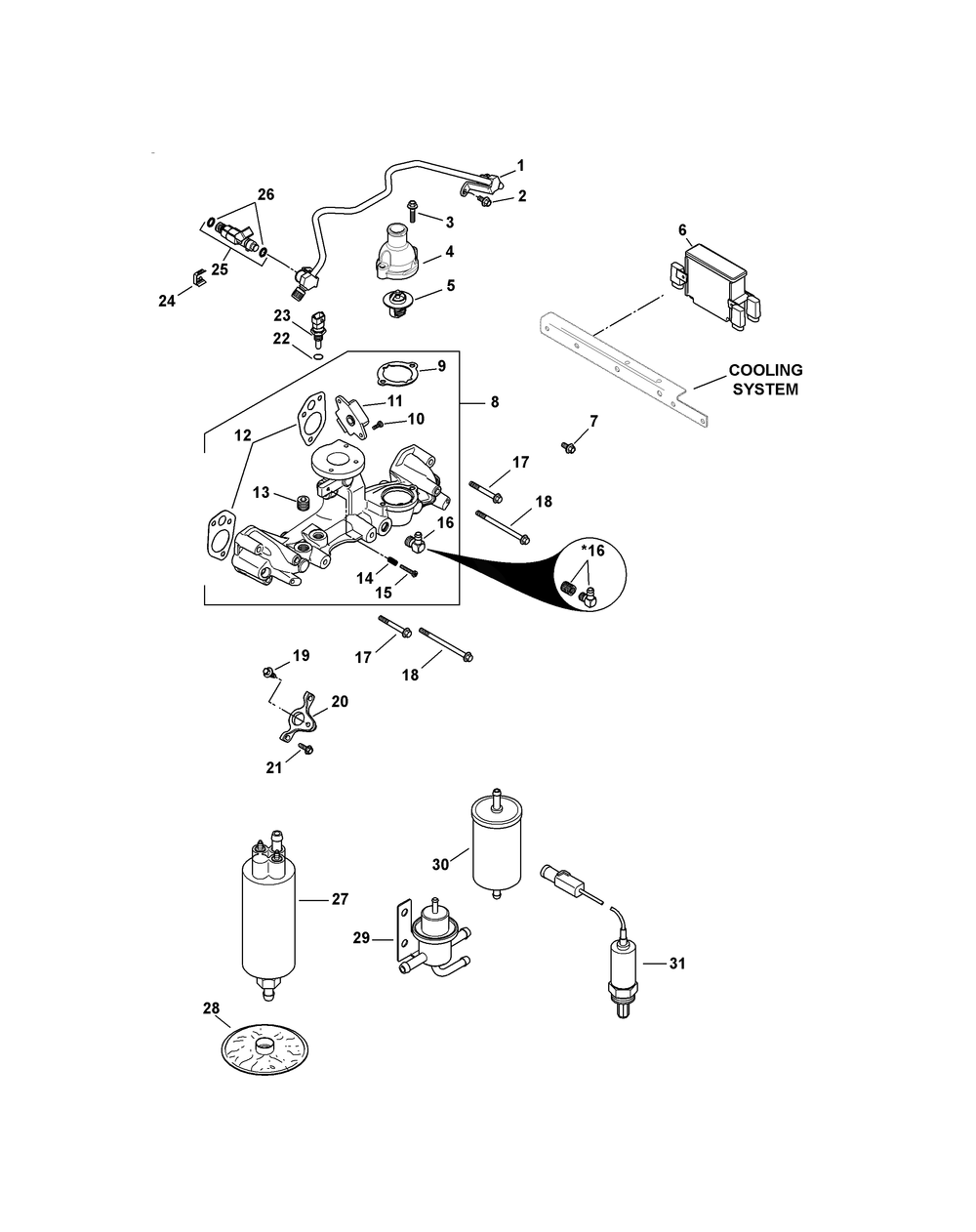 Kohler Efi Engine - Fuel System Diagram and Parts List for 46G 4X4-EFI-1G202Z-1G313Z-37BMD710 Cub Cadet Lawn Tractor Accessories